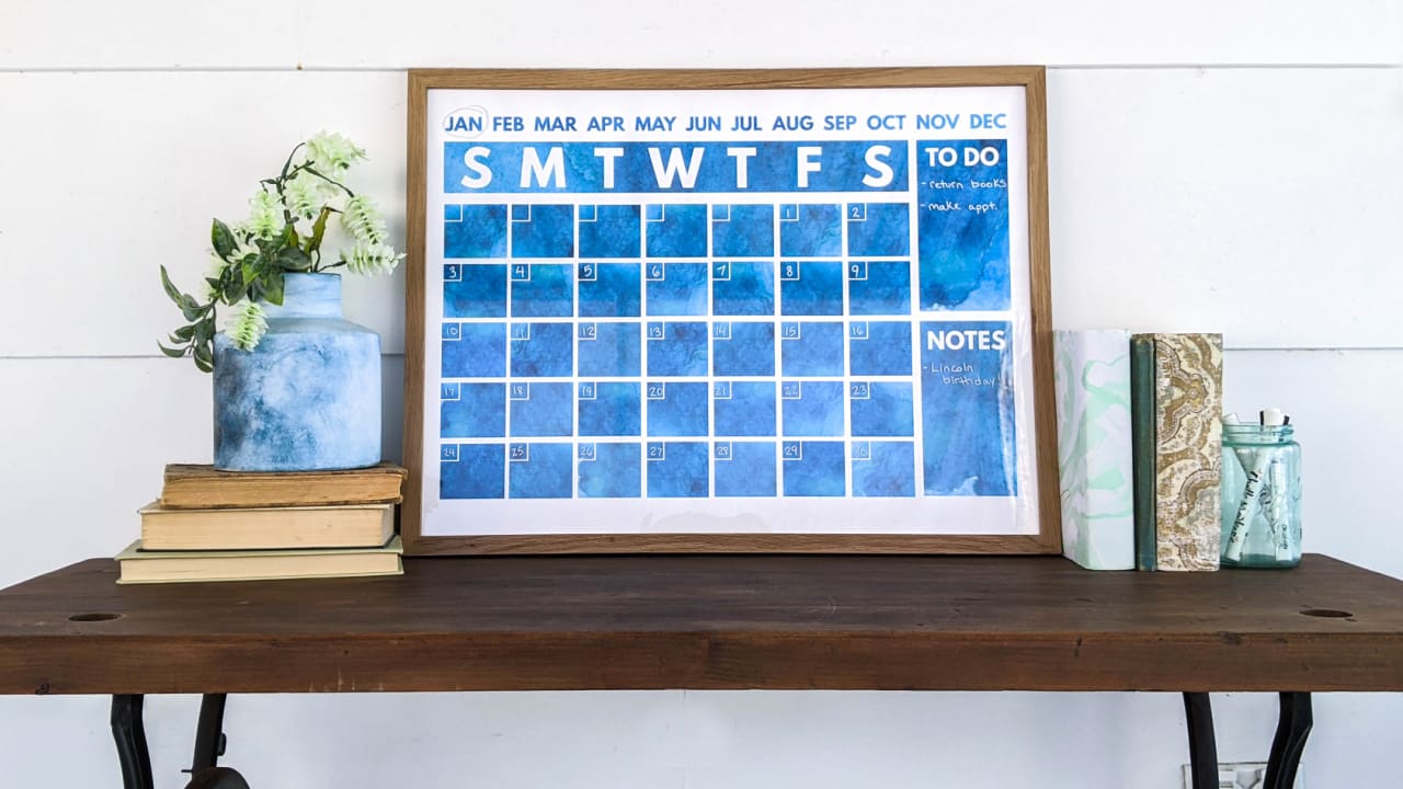 White Dry Erase Monthly Organizer Board With Wood Frame, Hobby Lobby