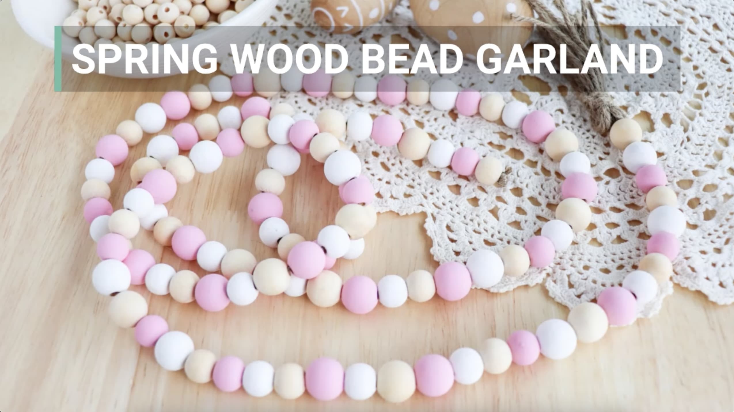 DIY Spring Wood Bead Garland With Tassels