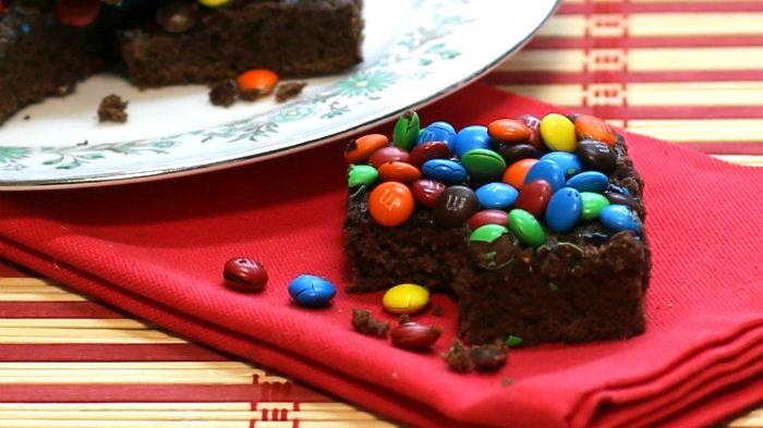 Box Mix Brownies with M&M add ins - Easy and Fun Dessert - Recipes Just 4U