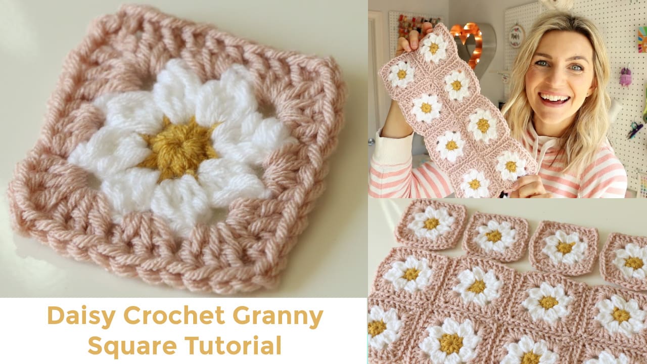 Crochet Daisy Granny Square Blanket- Free Crochet Pattern - A