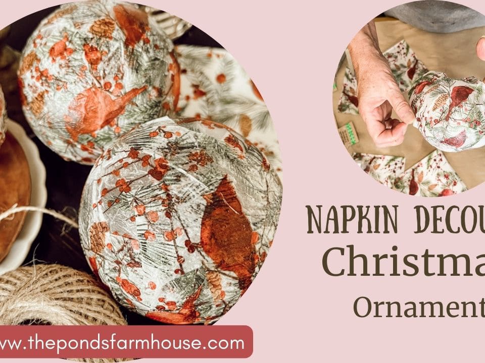 Easy Napkin Decoupage Christmas Ornaments for Unique Decor.