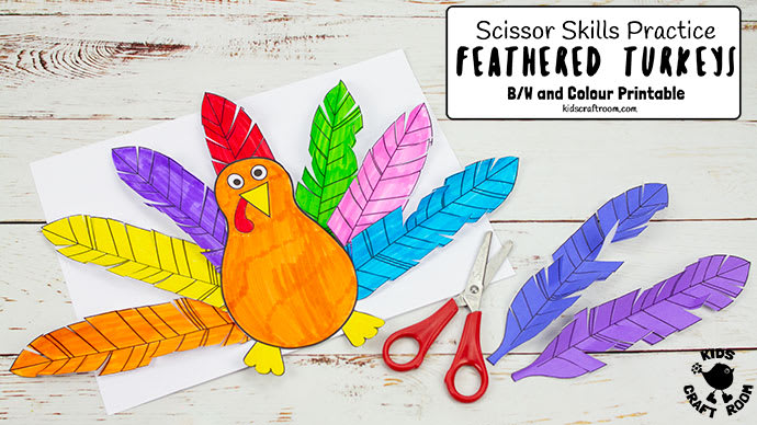 Turkey Feathers: Pattern  Printable Arts and Crafts, Skills Sheets
