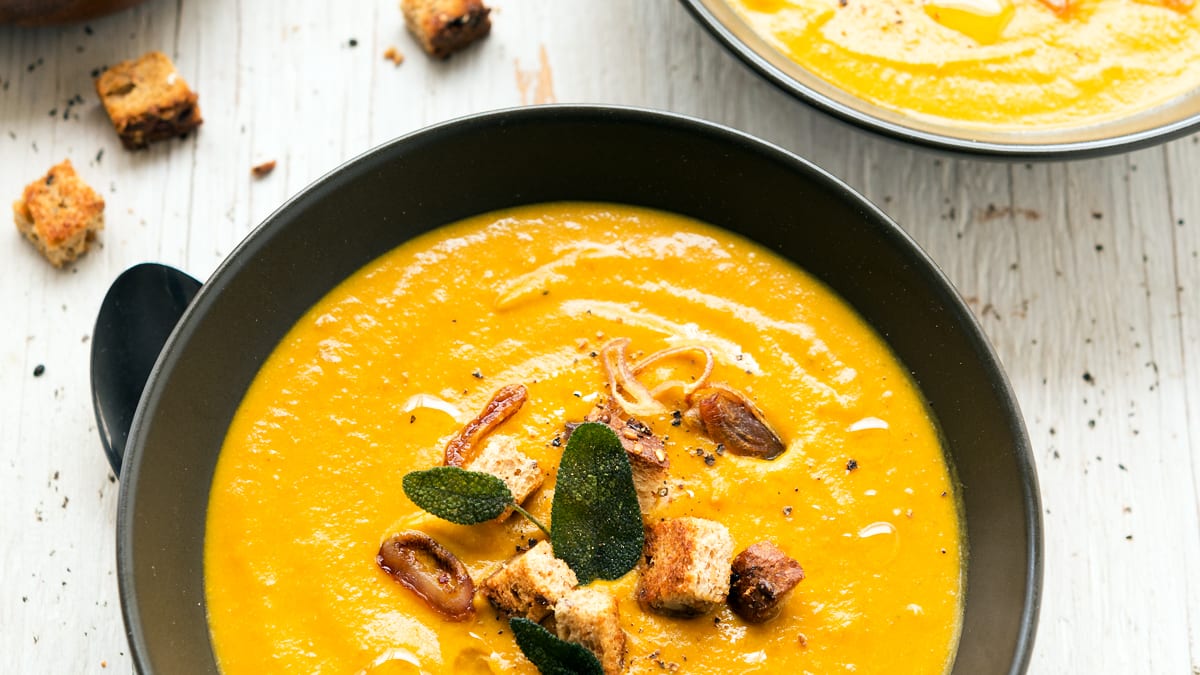 Roasted Carrot Soup With Crispy Shallots Recipe