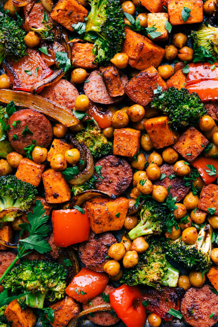 Sheet Pan Vegetable and Chickpea Bake - Dishing Out Health