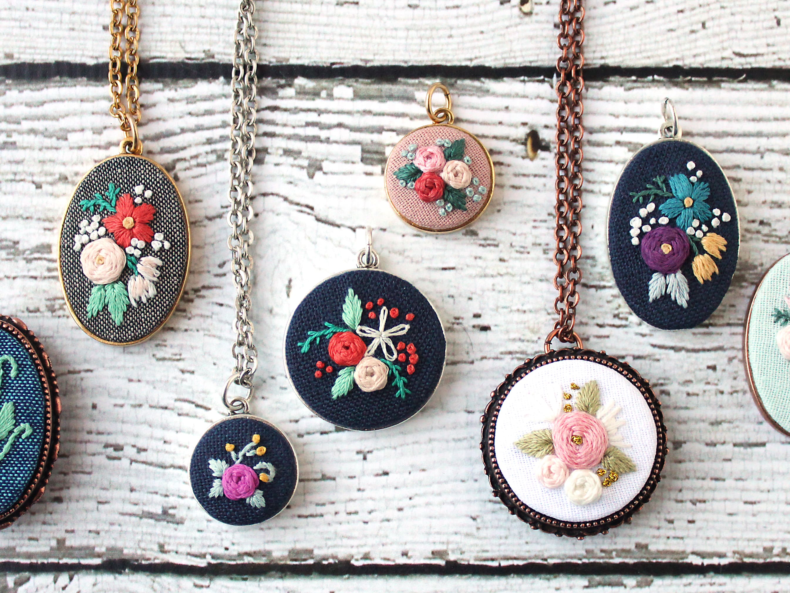 Embroidery Necklaces How to put embroidery in a necklace
