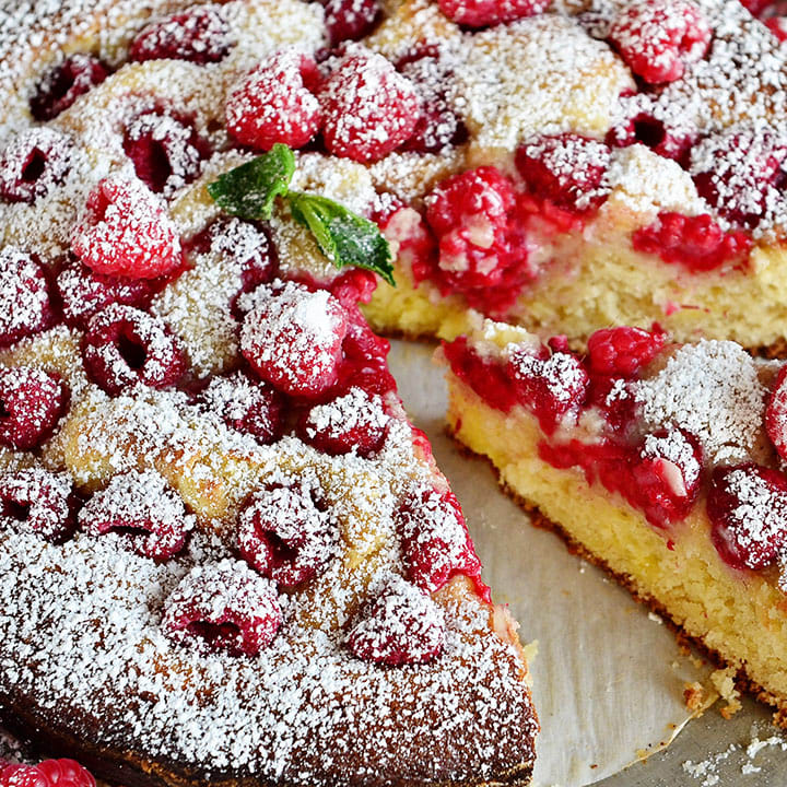 Lemon Drizzle Cake with Blueberries & Raspberries