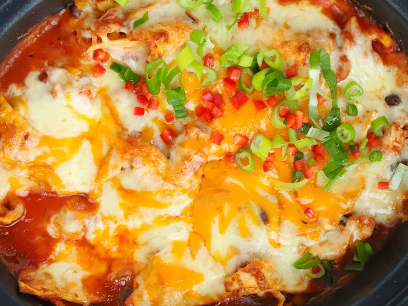 Mini Crockpot Chicken Enchiladas - The Charming Detroiter