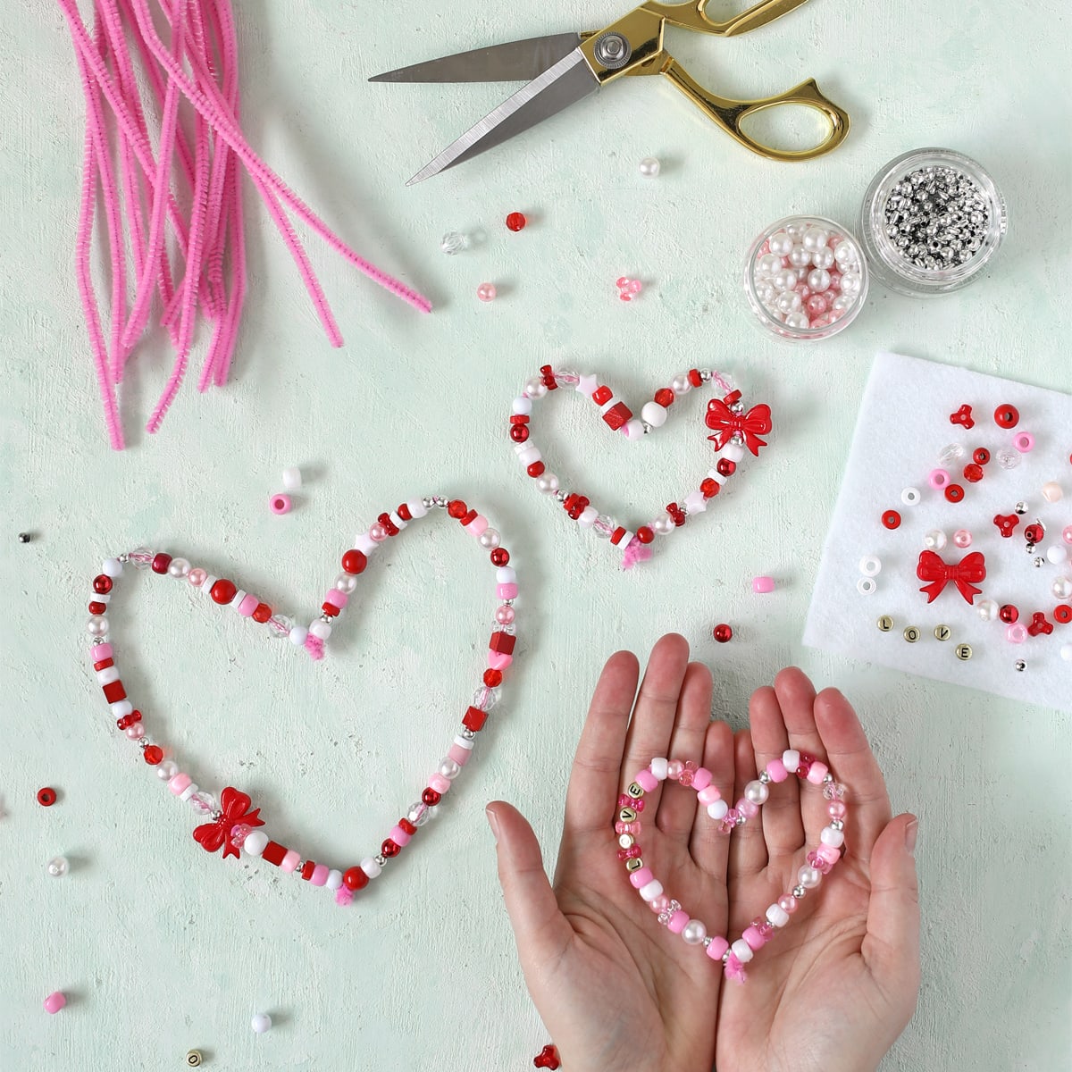 Beaded Hearts Craft for Valentine's Day