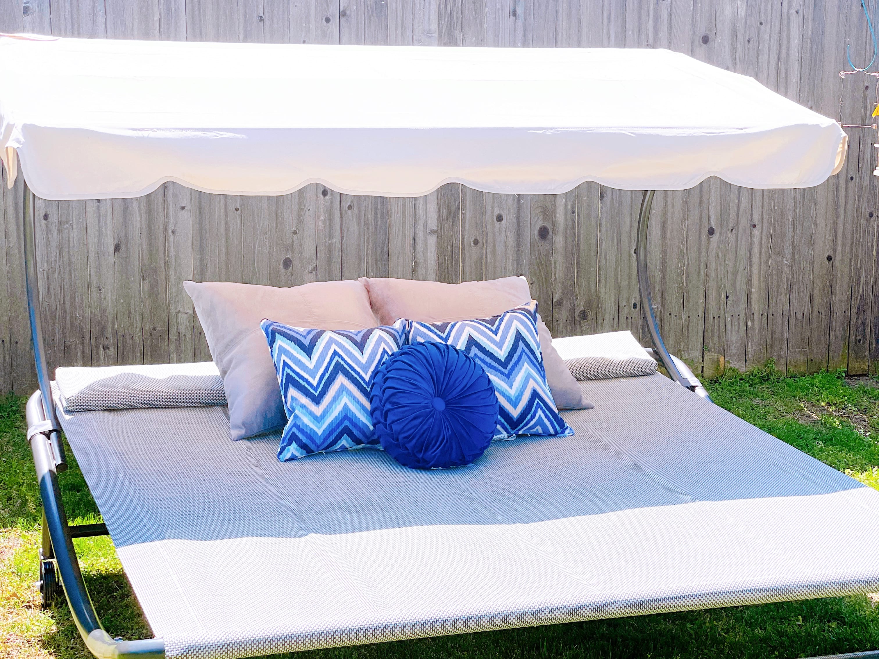 Abba patio outdoor portable double chaise lounge discount hammock bed with sun shade and wheels