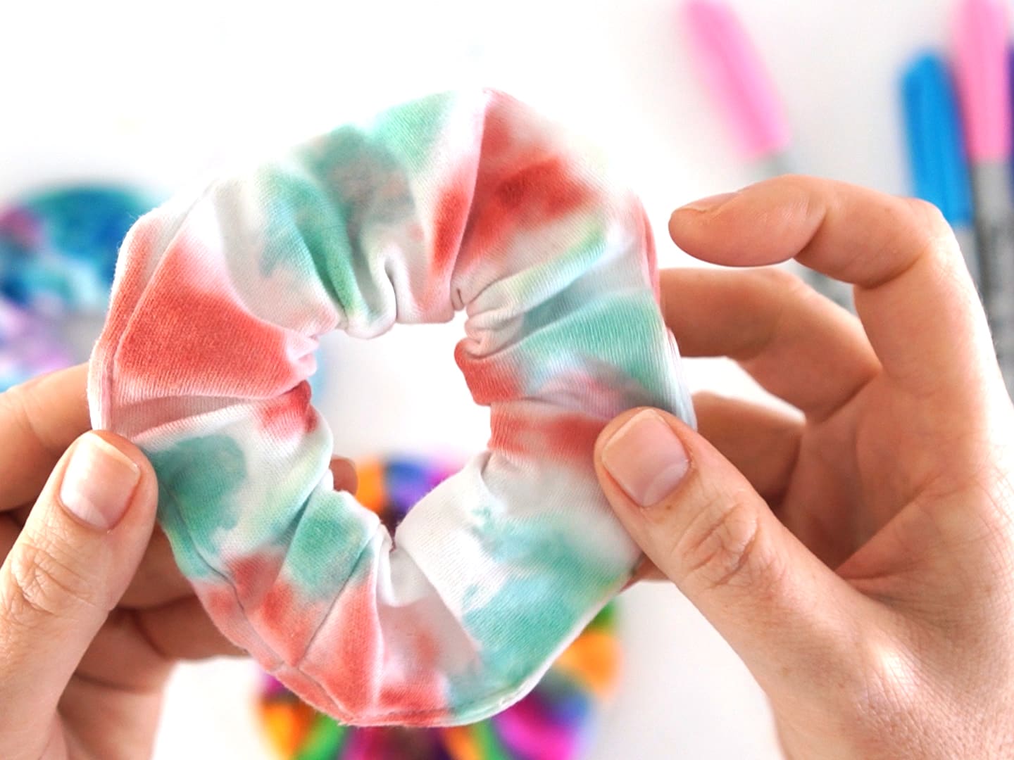 Tie Dye Technique Alternative Sharpie Dyed Scrunchies