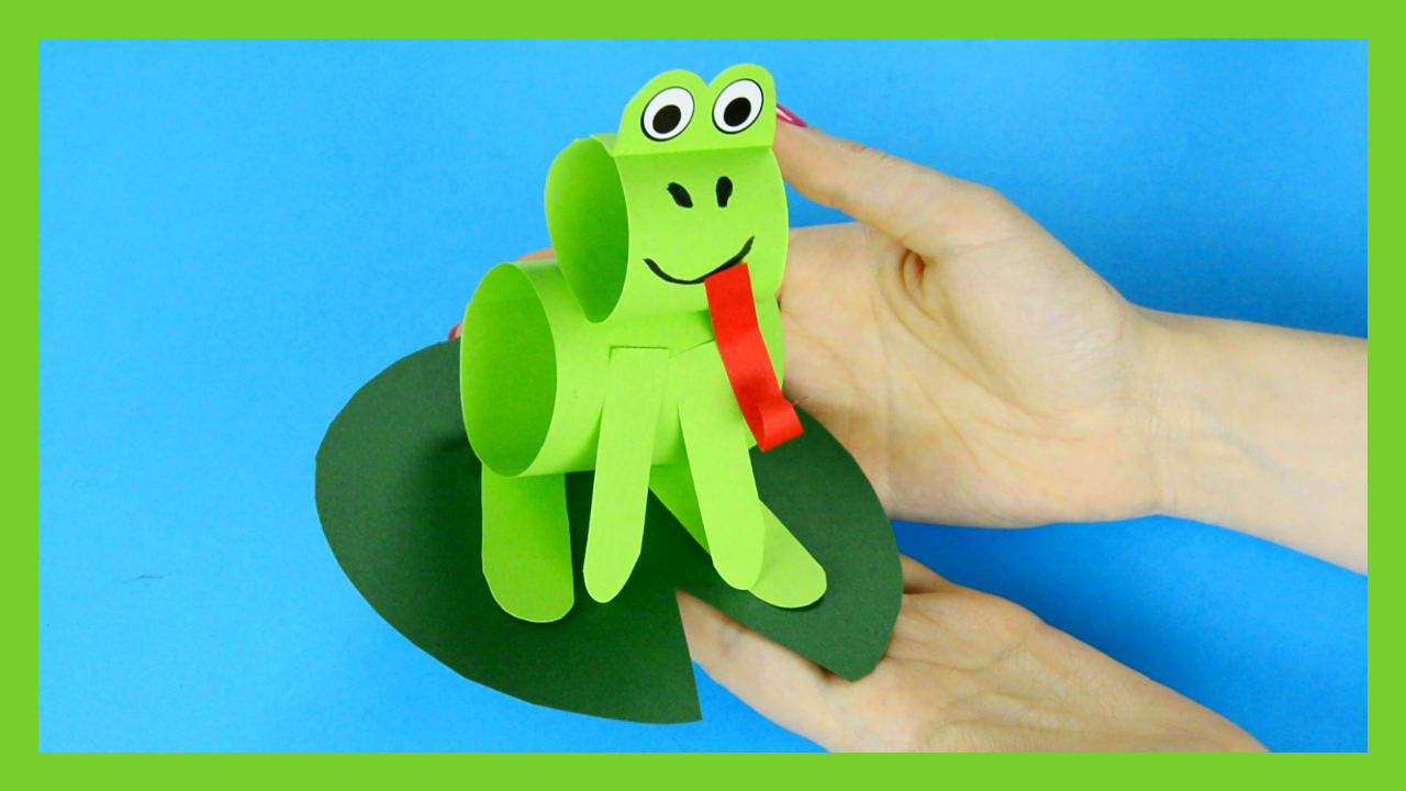 Construction Paper Frog Craft - Sitting on A Water Lily Leaf - Easy Peasy  and Fun
