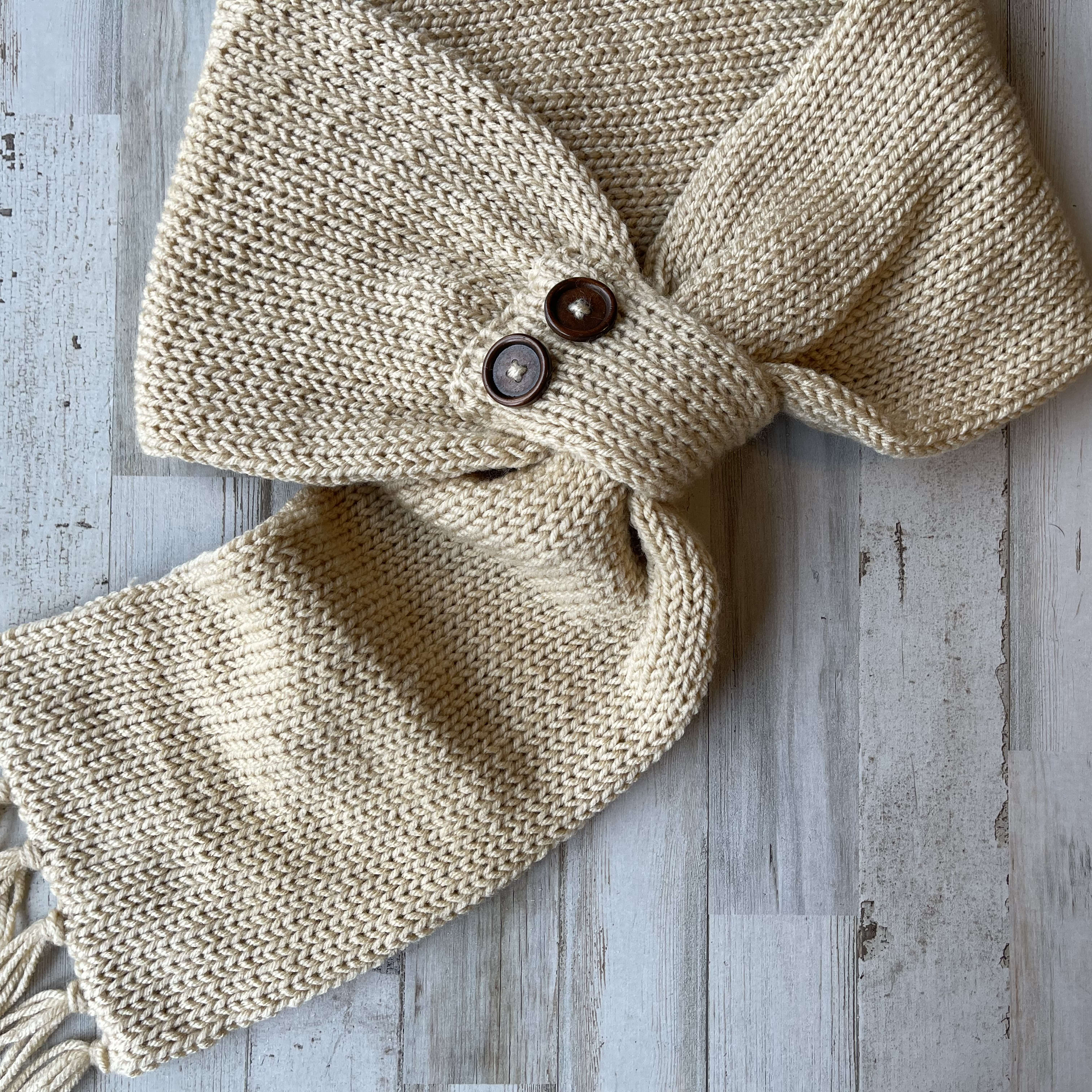 Circular Knitting Machine Button Scarf - Crochet It Creations