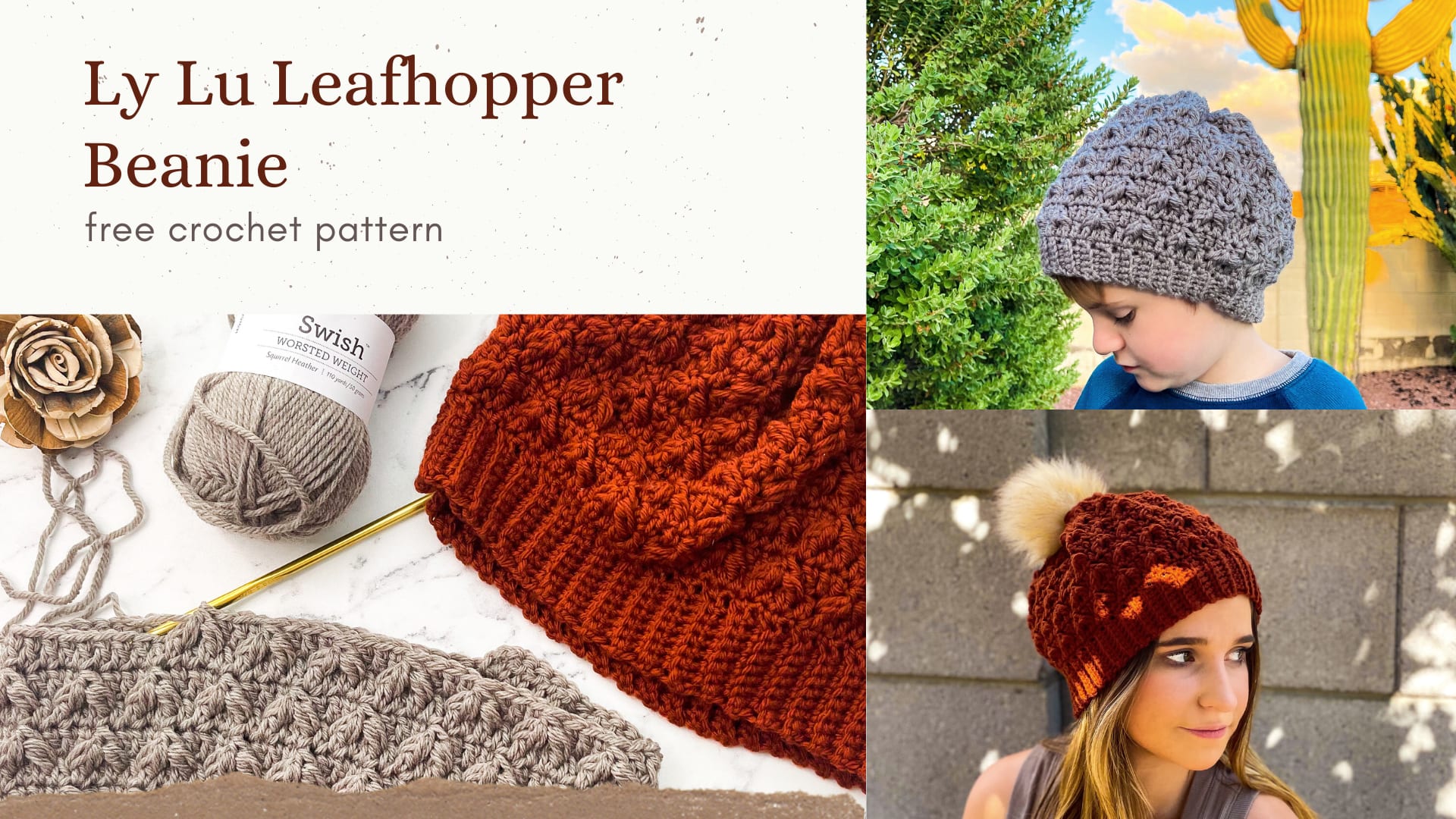 Free Crochet Pattern: Leafhopper Beanie with Leaf-Inspired Cluster