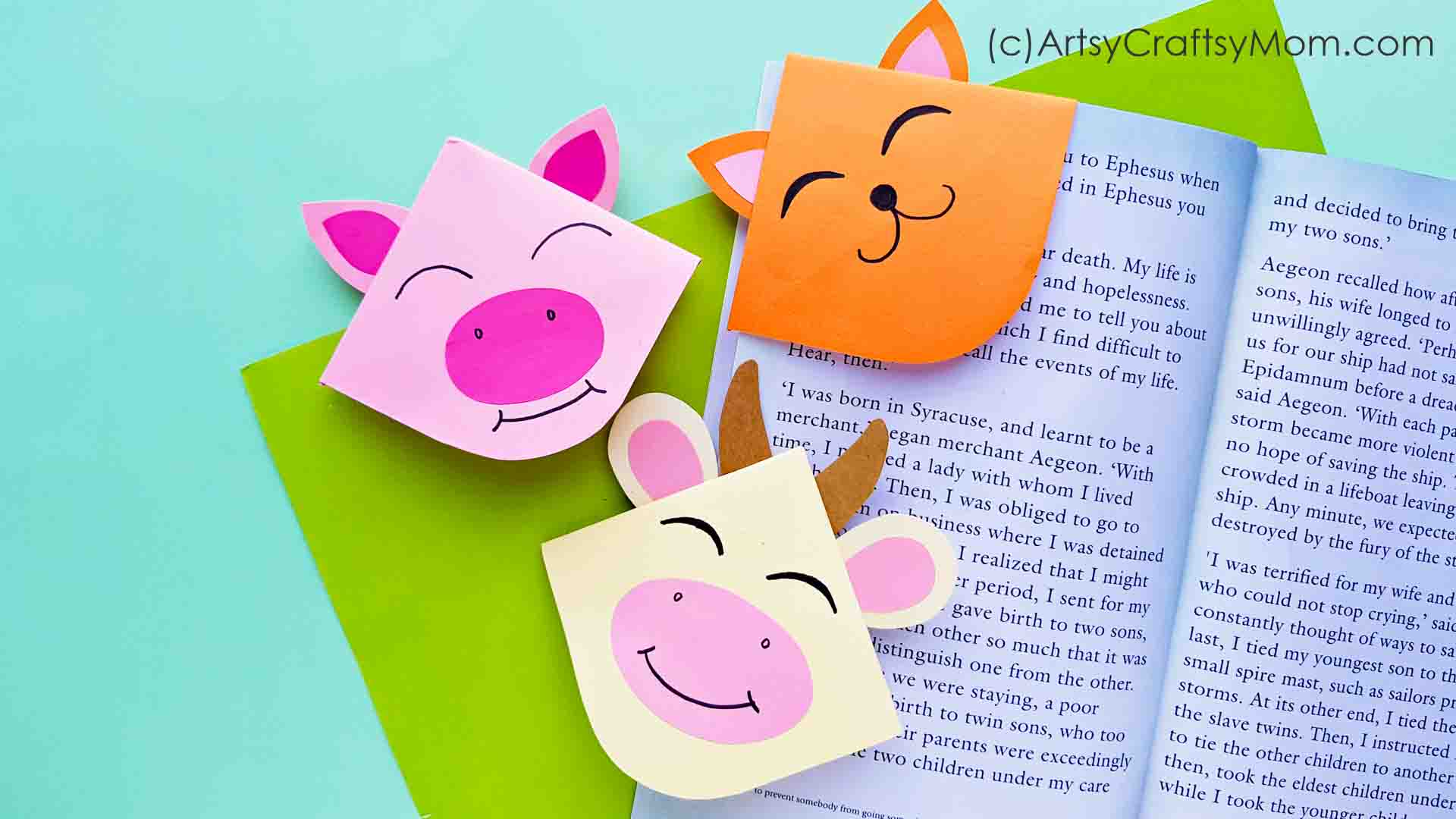 Premium Photo  Diy and kid's creativity origami colorful paper bookmarks  corners in the form of animals