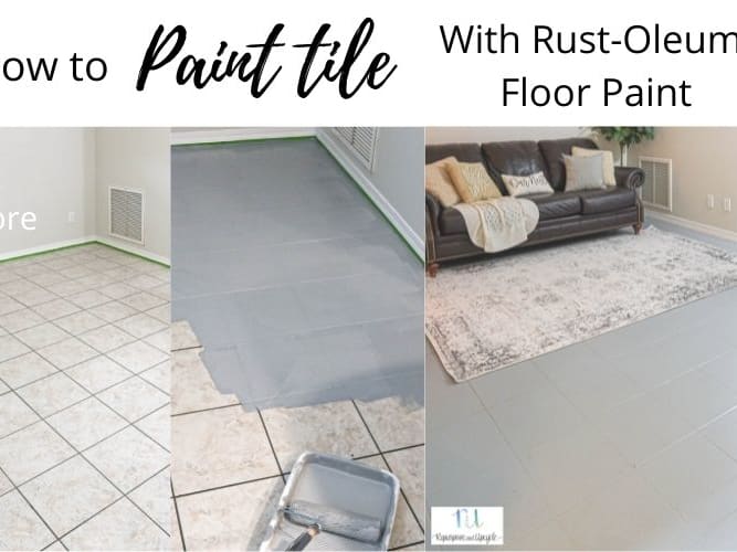 Using Rust Oleum Home Floor Coating to Paint our Outdated Tile Floor