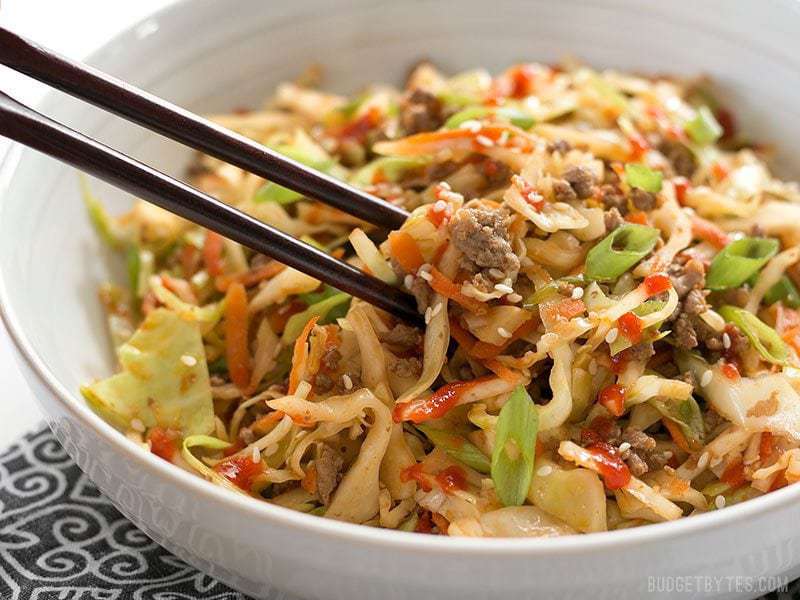 Quick and Easy Pork and Cabbage Stir Fry Bowls