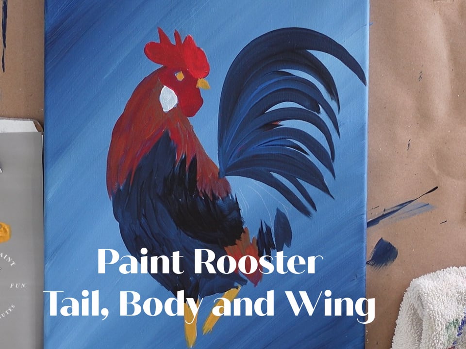 Paint Rooster Tail and Body - Pamela Groppe Art - Acrylic Painting
