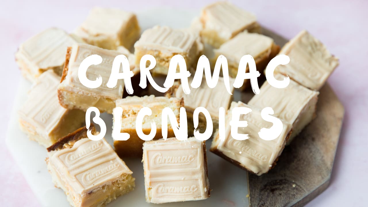 White Chocolate Blondies with Gold Bars and Caramac - Amy Treasure