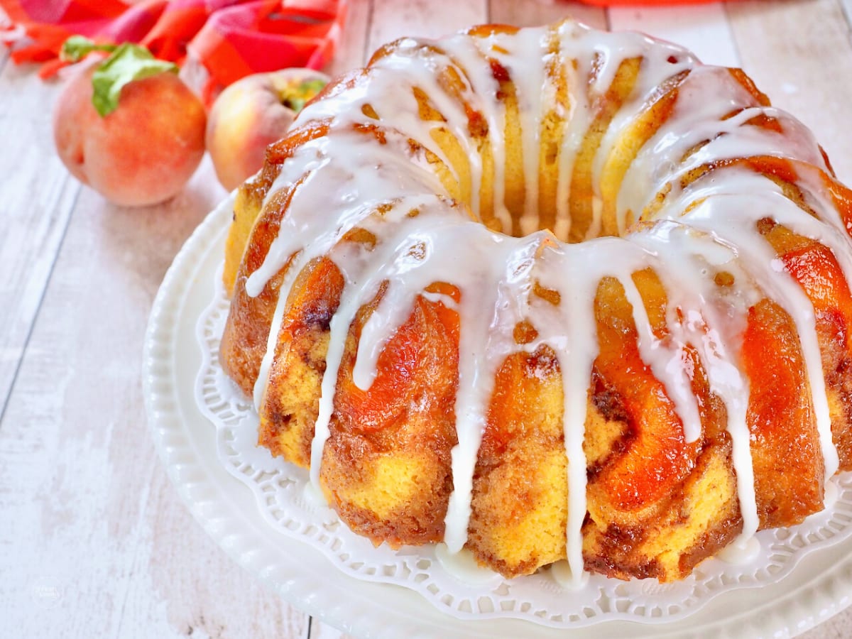 Sour Cream Peach Cake - Made with Fresh Peaches! - The Unlikely Baker®