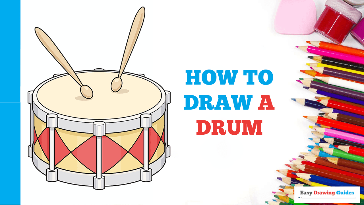 How to Draw a Drum - Really Easy Drawing Tutorial