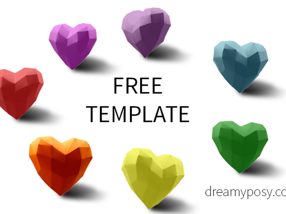 free template to make paper 3d heart for your valentine