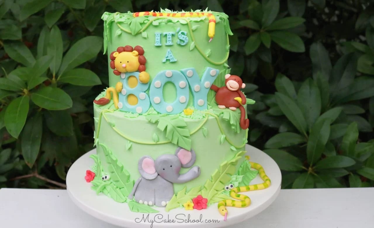 Blue safari baby shower cake clearance