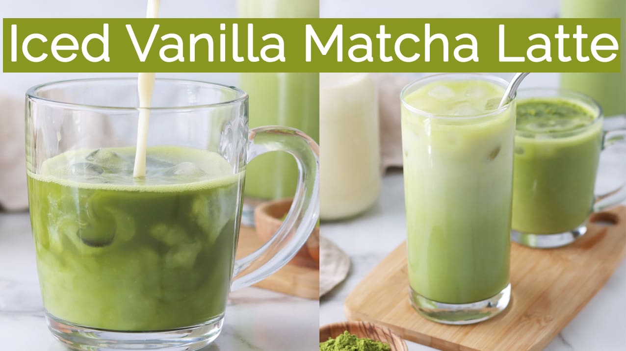 Iced Vanilla Matcha Latte - The Midwest Kitchen Blog