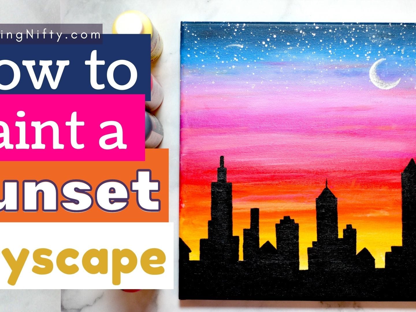 Easy Sunset Poster Color Painting for Beginners