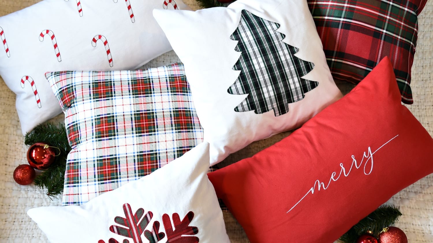 Christmas Ornaments DIY Decorative Pillow Stencil Kit - DIY Accent Pillows  for Christmas Decor