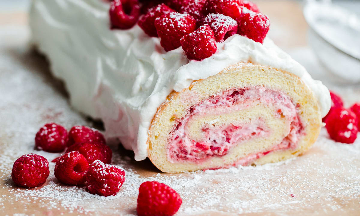 Raspberry Roll Cake - A Beautiful Plate