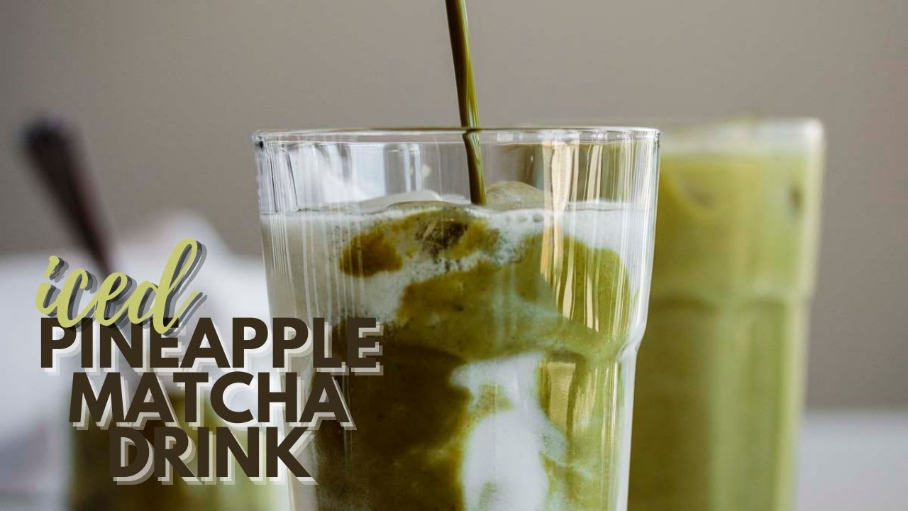 ICED PINEAPPLE MATCHA LATTE DRINK RECIPE + WonkyWonderful