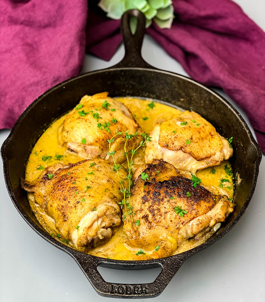 Creamy Smothered Chicken Thighs Cooked by Julie + video