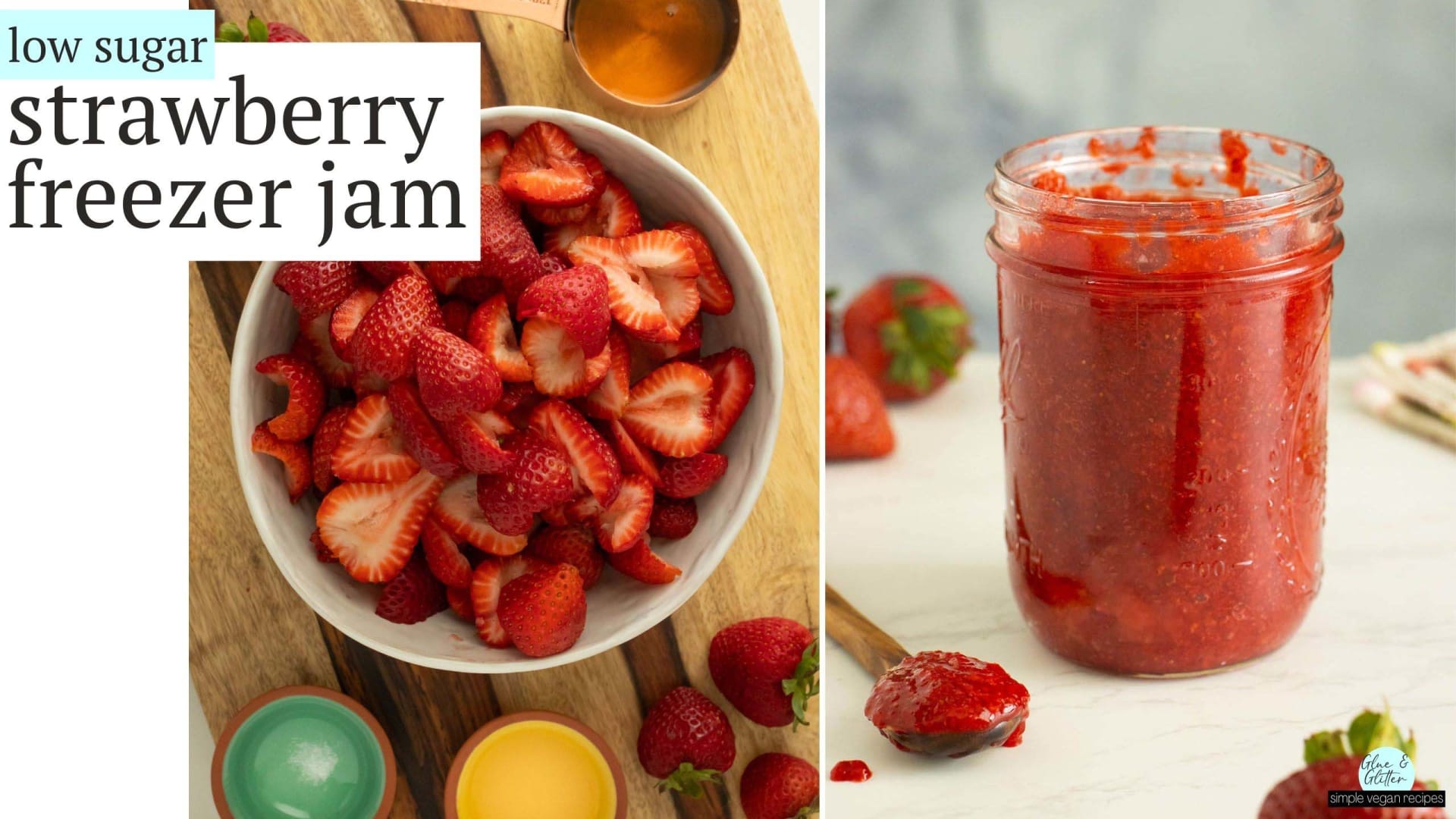 Easy Strawberry Freezer Jam - only FOUR simple ingredients!