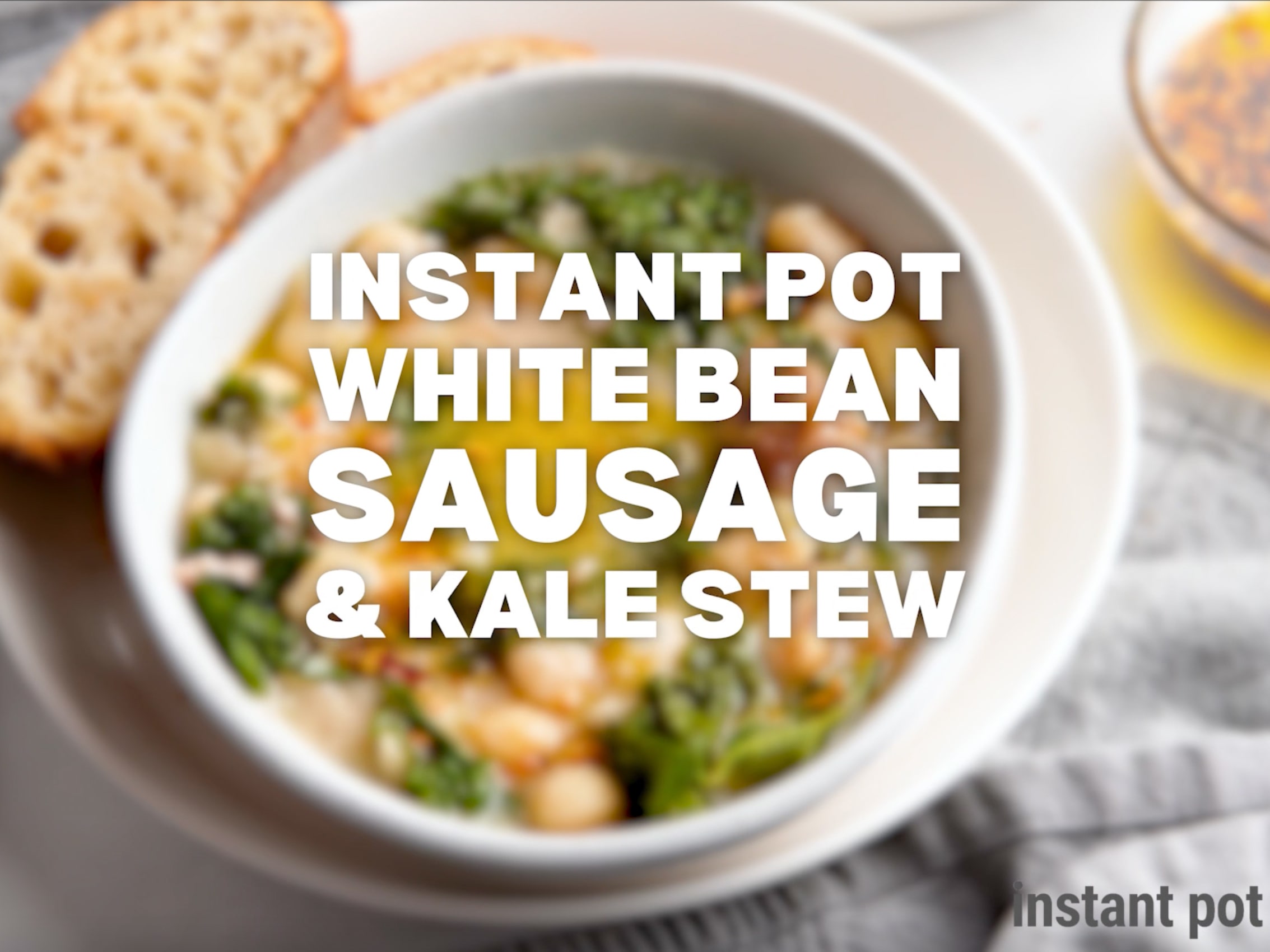 VIDEO Instant Pot Sausage White Bean Stew With Kale Chili Garlic Oil