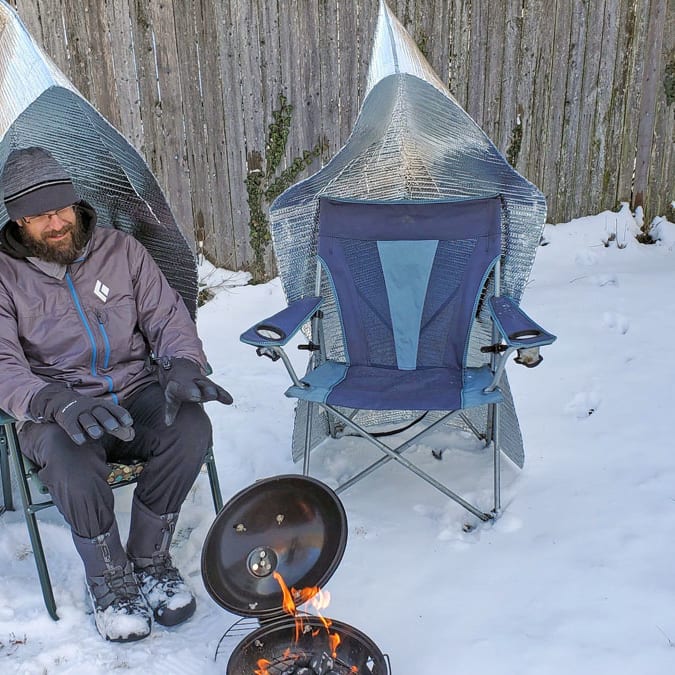 Campfire chair cheap heat reflector