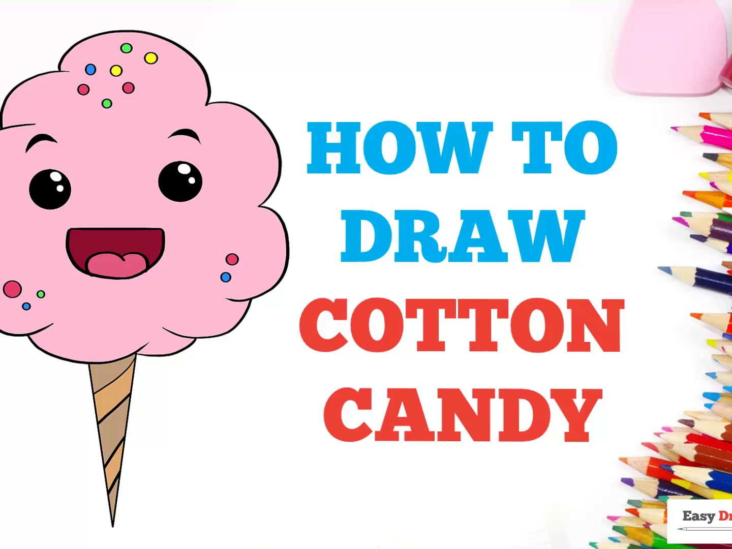 How to Draw Cotton Candy - Really Easy Drawing Tutorial