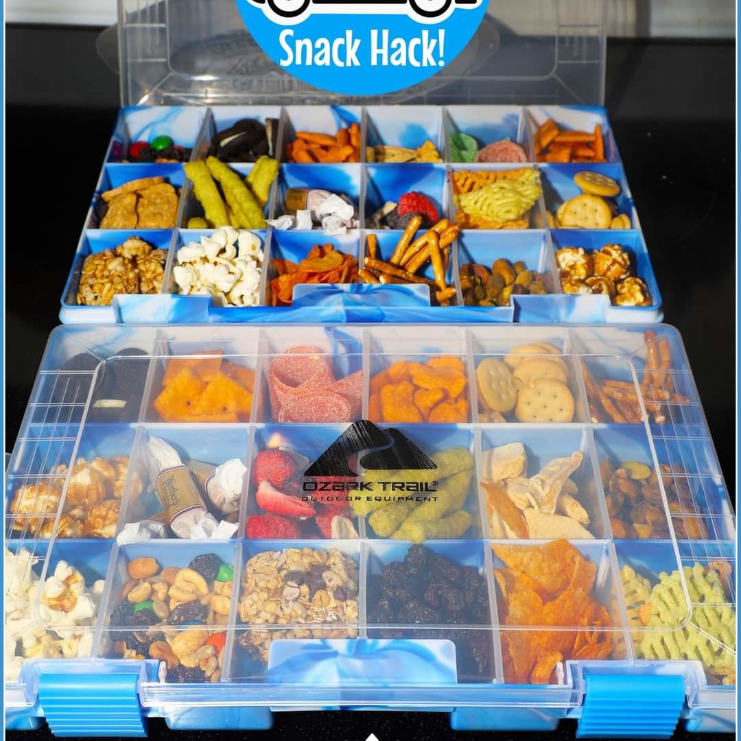 Mom Hack! Kid snack box for road trips. #snacksforkids 