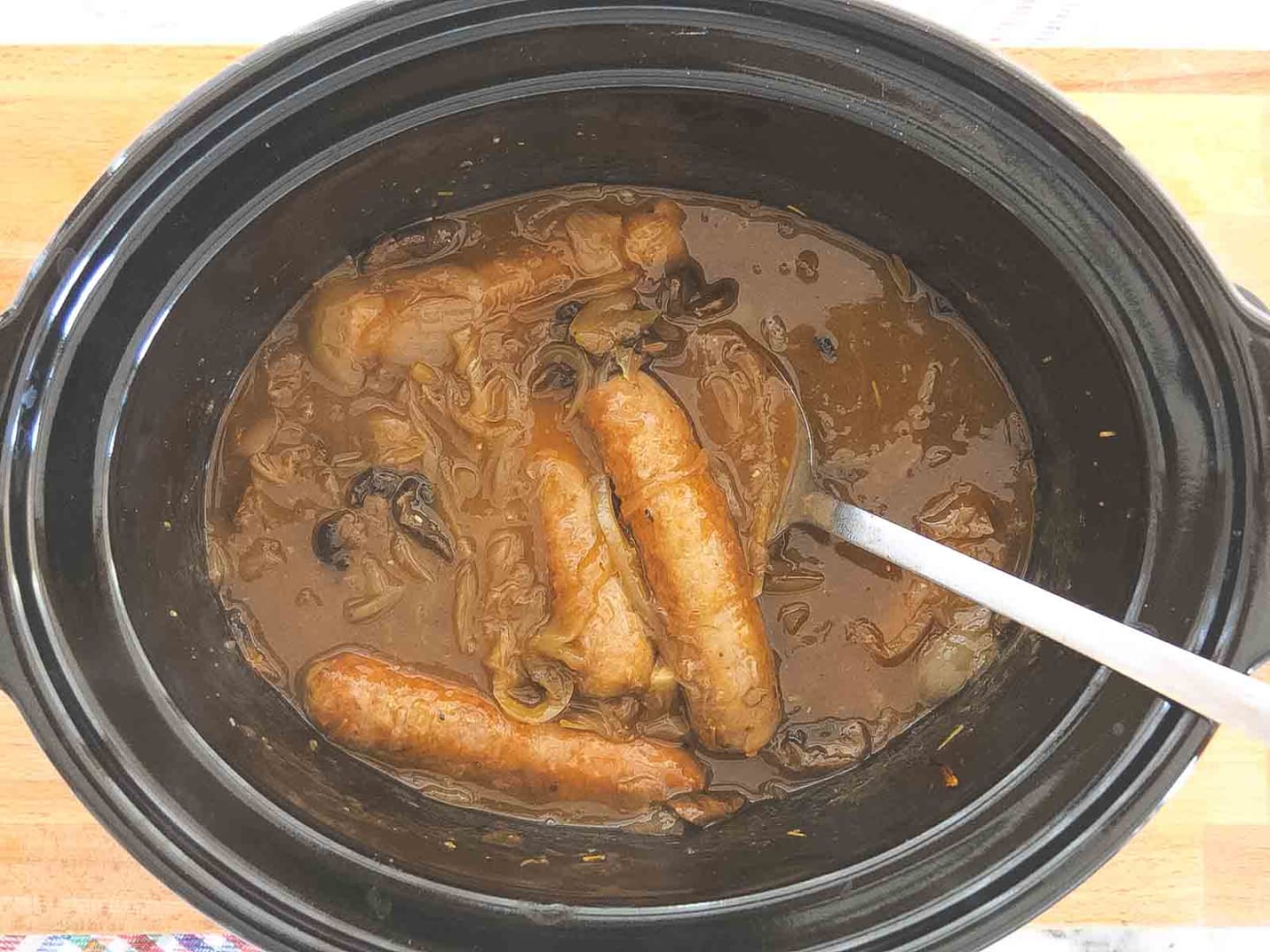 Homemade] square slice sausage, with onion and mushroom gravy Will be  served with cream totties and mash root veg. : r/slowcooking