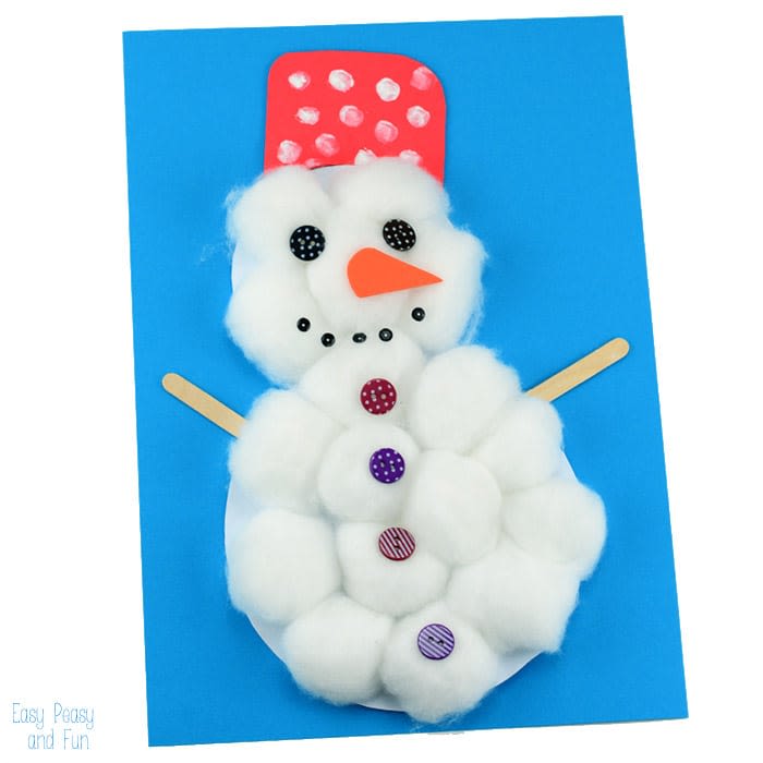 Easy Cotton Ball Snowman Craft for Kids - Taming Little Monsters