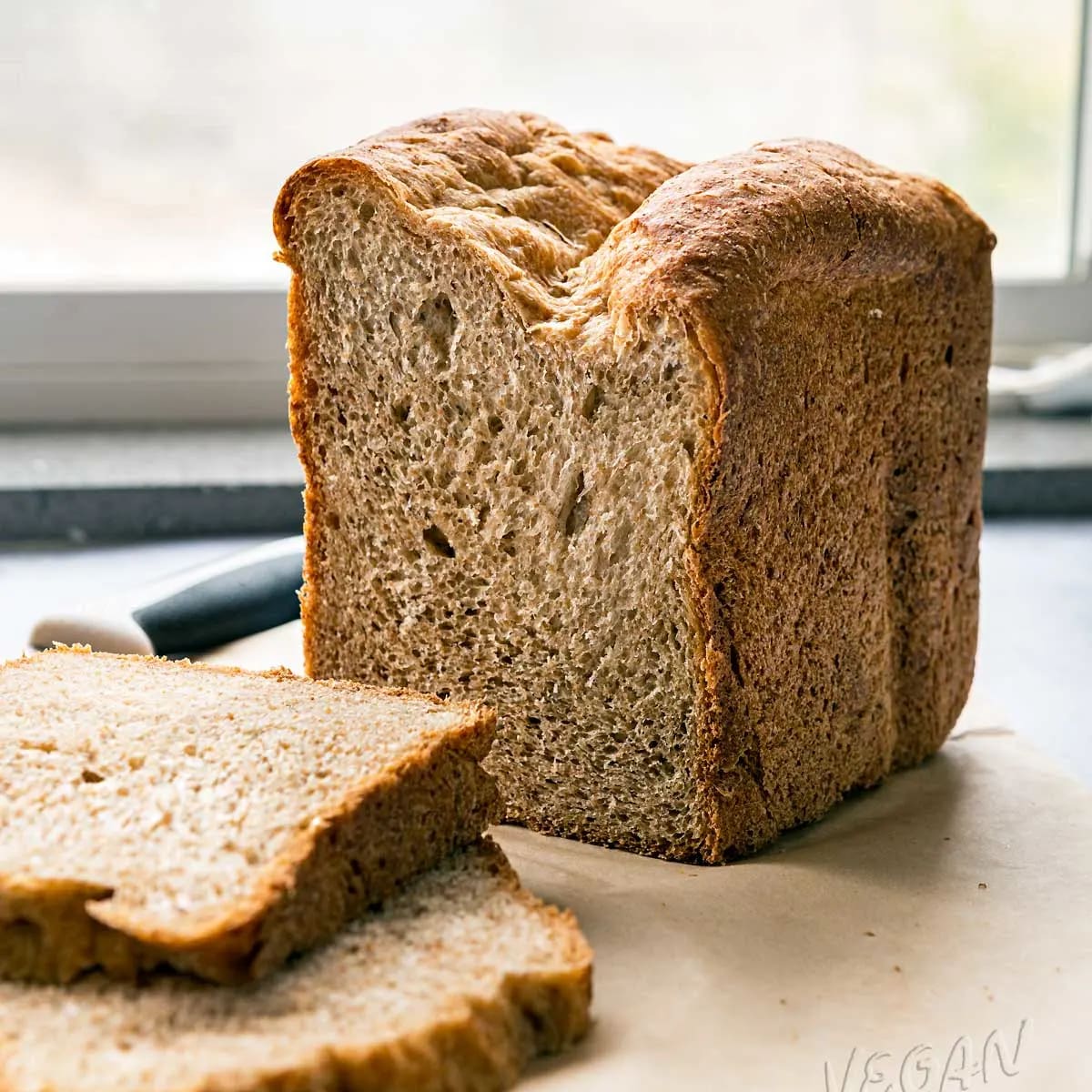 Vegan Whole Wheat Bread Machine Loaf