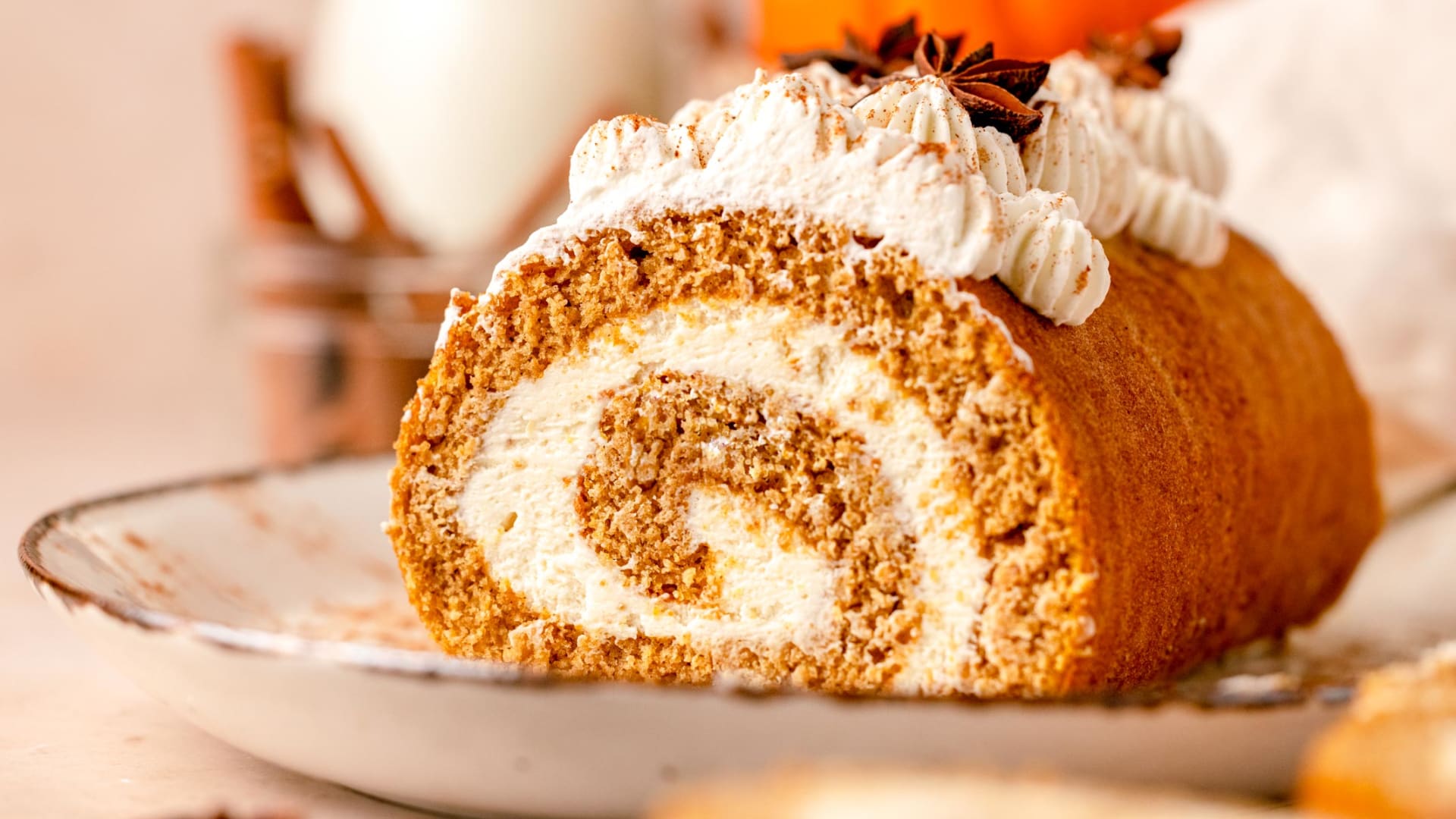 Pumpkin Roll Ghost Cake with Mascarpone Whipped Cream - Indecision & Cake