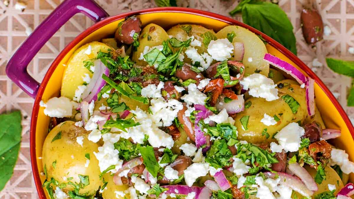 Minty Jersey Royals with baked feta Recipe