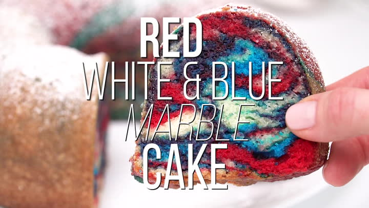 Red White & Blue Marble Cake - I Heart Eating