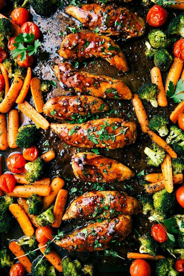 Chicken & Veggies Meal Prep Sheet Pan Bake