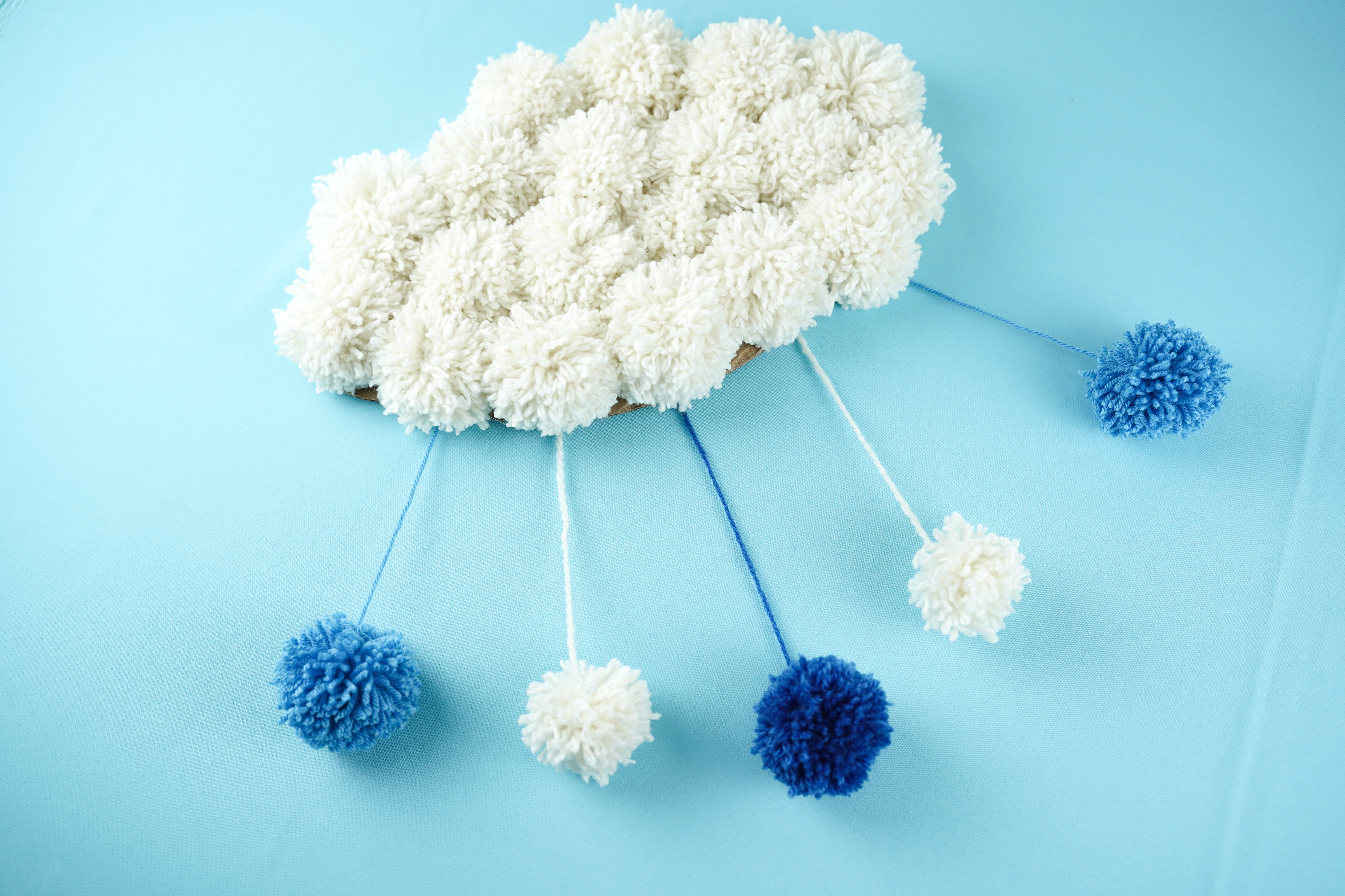 Adorable Yarn Pom Pom Cloud Wall Art - DIY & Crafts