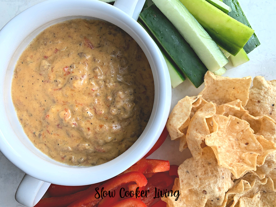 Slow Cooker Cheese Dip with Leek and Garlic