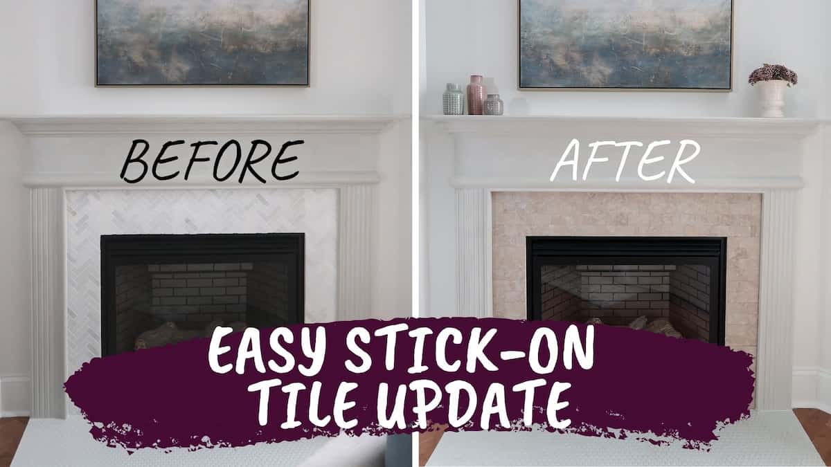 Update Fireplace with Stick On Tile, image size:1200x675
