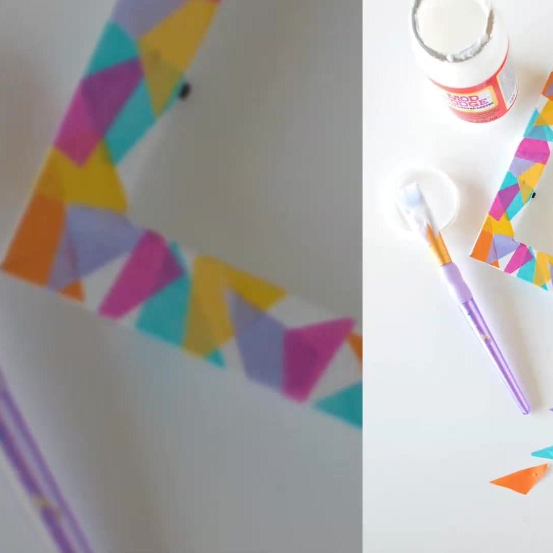 DIY Wood Box Frame With Colorful Tissue Paper