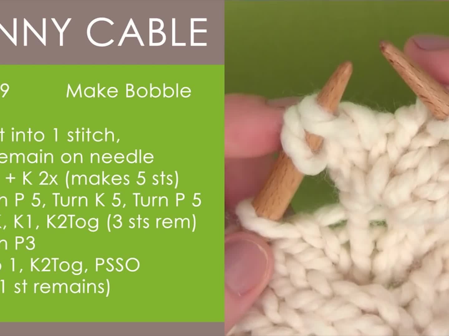 Bunny Cable Knit Stitch Pattern Step-by-Step